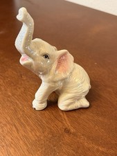 VTG Ceramic Elephant Raised Trunk Gray picture