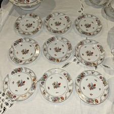 Vintage S.G.K Occupied Japan Floral Gold Trim Set of 9 Salad Plates 6 1/2” China picture