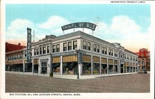Vintage 1941 Omaha Nebraska Bus Station Postcard Interstate Transit Lines picture