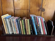 Vintage Handmade Brown Pine Bookshelf Asymmetrical Shape Ends, Solid Wood picture