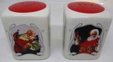 Vintage Coca Cola Ceramic Square Christmas Salt & Pepper Shakers. picture