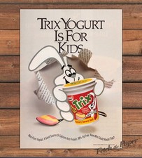 Trix Yogurt Rabbit Cartoon Strawberry Banana Kids Print Ad 1993 1990s picture