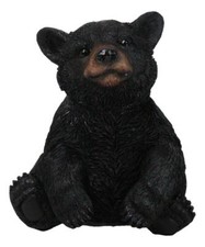 Rustic Western Forest Wonders Sitting Baby Black Bear Cub Whimsical Figurine picture