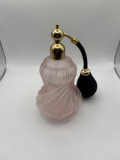 Vintage Marcel Franck Paris Pink Frosted Glass Perfume Atomizer Bottle Complete picture