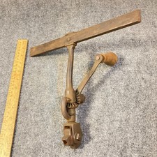 Antique Socket Wrench Rotating Head Wood Crank Handle picture