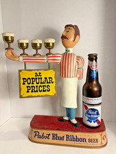Vintage Pabst Blue Ribbon Metal Bartender Back Bar Sign - 