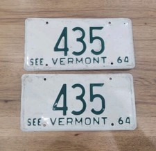 1964 Vermont license plate pair #425 Three Digit See Vermont  picture