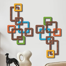 2 Pcs Wooden Modern Mid Century Wall Art picture