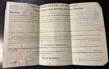 1842 John Tyler Secretarial Signed Land Patent Document Chickasaw Cession MS picture