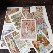 11 Vintage Sandy Val Giant Postcards Art Nouveau Mucha 1960s 9x6 Lot picture