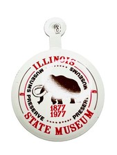 Vintage 1977 Illinois State Museum Centennial Mammoth Pinback Button 1877-1977 picture