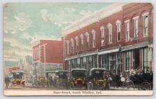 South Whitley~Sidewalk Crowd~Person Hangs Out Window to Watch Car Show~Gandy Co picture