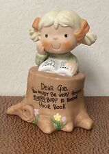 Enesco 1982 DEAR GOD KIDS Porcelain Figurine Girl Reading The Bible Vintage picture