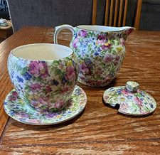 Royal Winton Summertime Jam Pot & Creamer - Wright Tyndale Stamp - AS IS picture