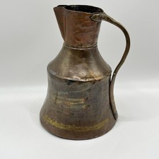 Antique Hand Hammered Copper Pitcher Primitive Brass Handle Decorative Jug picture