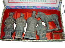 Vintage Chinese Xi'an Qin Dynasty Terracotta Army Warrior & Horse 5-Piece Boxed picture