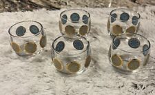 5 Roly poly Glasses Turquoise Gold Culver MCM picture