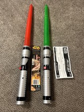 (2) Hasbro Jedi Green Sith Red Light-Up Lightsaber  1999 Tested Lights Sounds picture