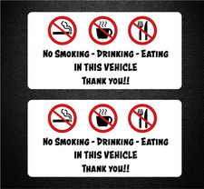 No Smoking Drinking Eating In This Vehicle Taxi Bus Decal Pair (2) Stickers p61 picture