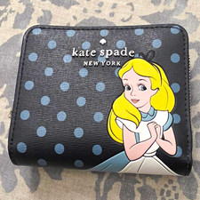 Kate Spade new york Disney Alice in Wonderland Zip Wallet Black Small. New.  picture