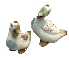 Vintage Small Ducks Figurine Set of 2 Porcelain Pair Japan picture