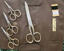 German Made Sewing Embroidery Scissor Set In Case, Double PALMS, Manicure picture