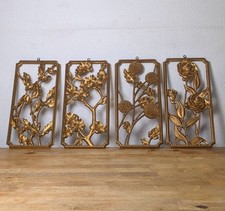 Syroco Set of 4 Plastic Vtg MCM Floral Wall Plaque 3D Effect Hanging Decor picture