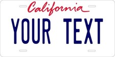 California White Custom State License Plate Personalized 12