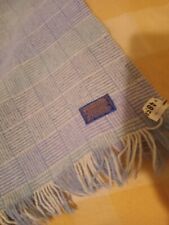 Vtg Pendleton Blanket 100% Virgin Wool Blue & Wh Checkerboard Fringed 50x60 Rare picture