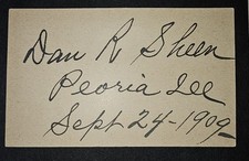 1909 Daniel R. Sheen Autograph – Cut Signature – Illinois Politician & Populist picture