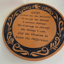 Vintage Frankoma Serenity Prayer Terra Cotta Trivet Wall Plaque picture