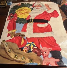 Vintage Mid Century Santa Claus Merry Christmas Door Poster 29” x  23” picture