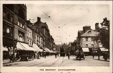 NORTHAMPTON NORTHAMPTONSHIRE The Drapery Busy Street Scene Vintage RPPC picture
