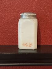 Vintage White Glass Salt Shaker Milk Glass, Metal Screw Top picture