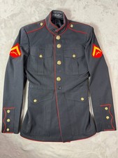 Vintage USMC Dress Blue Coat Lance Corporal 100% Wool Gabardine Vietnam Era picture