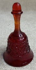 Fenton Ruby Red Amberina Daisy & Button Glass Bell Vintage Glows picture