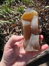 Fine Quality Medium Lace Brown Sugar Duzy Agate Tower with some Golden Healer picture