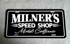 Milner's SPEED SHOP license plate tag   american graffiti movie hot rod 32 coupe picture