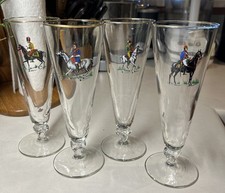 Vintage Heidelberg Cavalry/ Military Horse And Rider Pilsner Glasses, Set of 4 picture