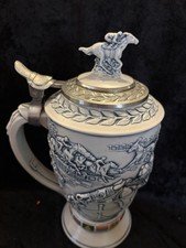 Vintage Intricate 1992 Avon “Winners Circle” Ceramic Stein Pewter Lid  10” NIB picture