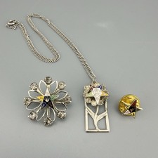 Vintage Masonic Order of the Eastern Star Silver Tone Jewelry Lot picture