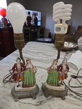 Vintage Occupied Japan Ceramic Couples Lamps with Metal Base picture