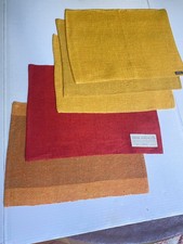 Dansk RITA PUOTILA Placemats 100% Linen LOT of 5 Finland Vtg Straw Flower Red picture