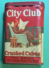 City Club Crushed Cubes Vintage Early Pocket Tin Burley Tobacco Co 1910's picture