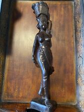 Beautiful Vintage Indonesian Hand Carved Woman With Basket picture