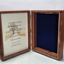 Vintage Wooden Bible Storage Box Book Shaped Keepsake Scripture Prayer Religious picture
