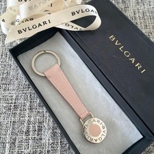 BVLGARI Bulgari Leather Keychain Light Pink Silver Unused with Box picture