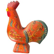 Vintage Swedish Dala Rooster Handcrafted Wooden Red Multi-Color Paint Kitchen 9
