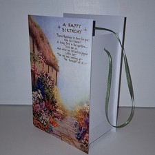 Vintage-look Birthday 2-Sided Card Bucket Floral Cottage Verse Poem Brand NEW picture