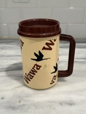 Vintage WAWA Coffee Whirley Travel Mug 20 oz Plastic Insulated Double Wall Rare picture